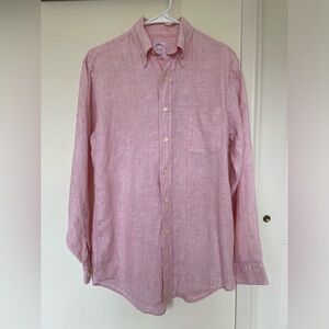 Brooks Brothers 100% Irish Linen Shirt Red/Pink Size Small Vintage